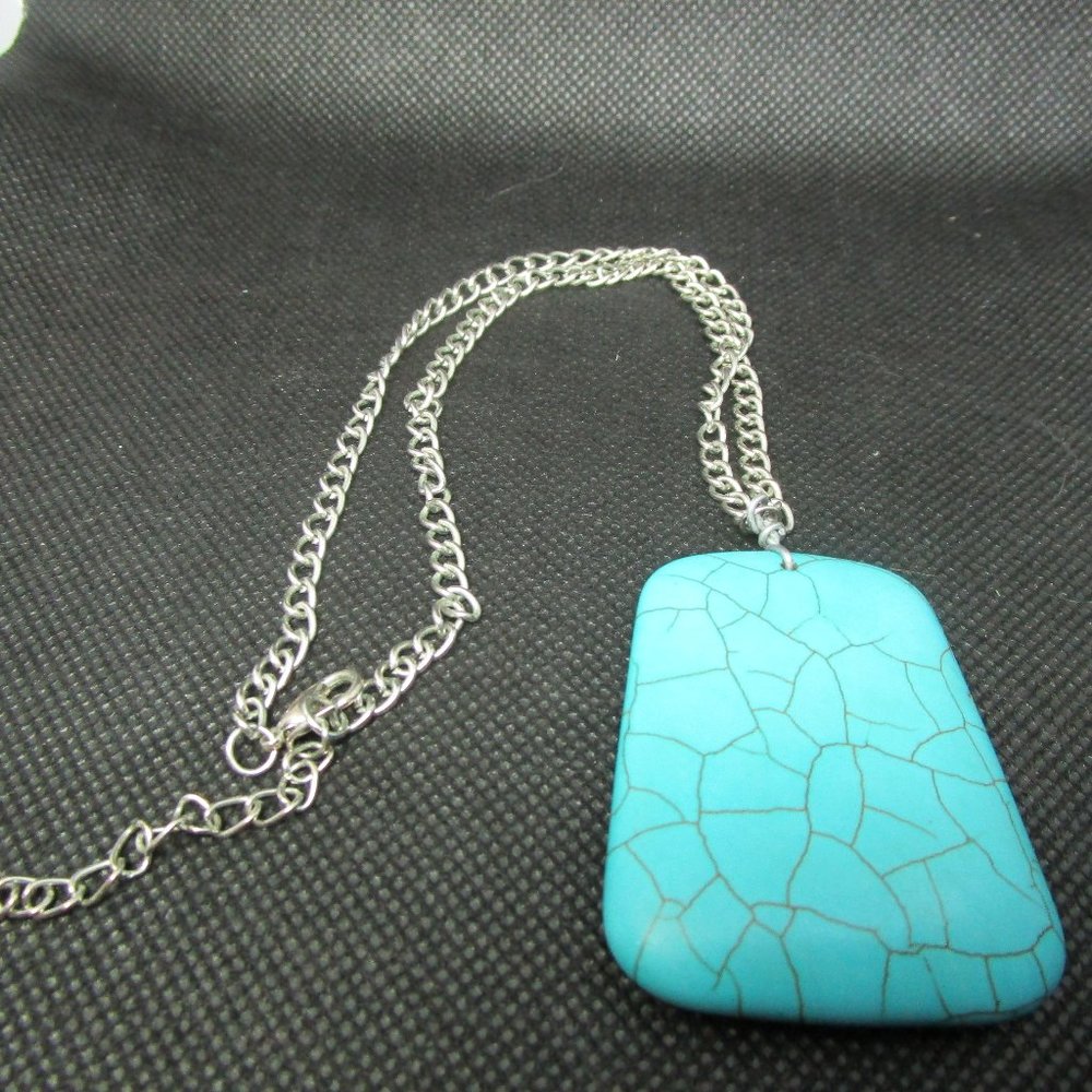 Large Turquoise Stone Pendant Necklace